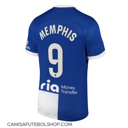 Camisa de time de futebol Atletico Madrid Memphis Depay #9 Replicas 2º Equipamento 2023-24 Manga Curta